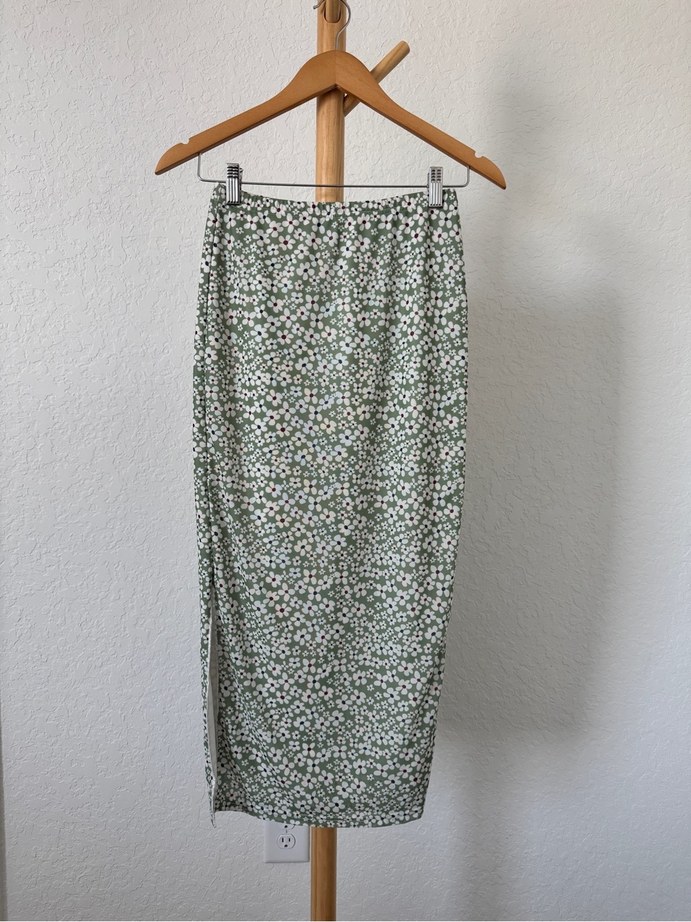 Sage Green Floral Midi Skirt